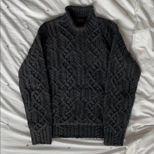 Ralph Lauren mock turtle cable knit gray sweater